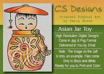 CS Designs Japanese Asian art tag