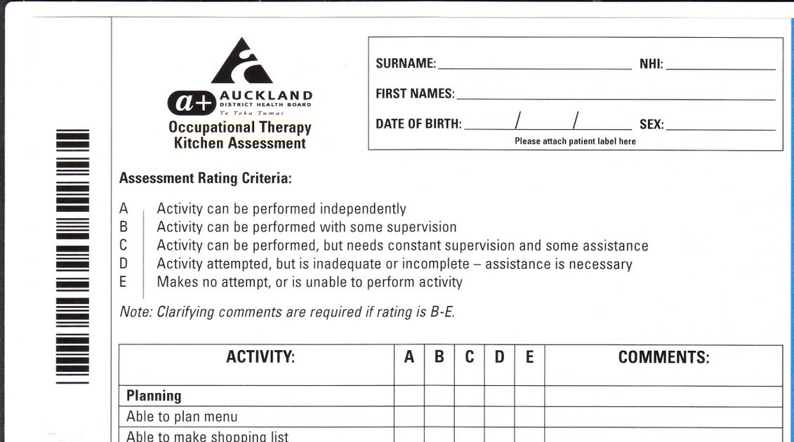 Kitchen Assessments and their place in neuro rehabilitation Kitchen