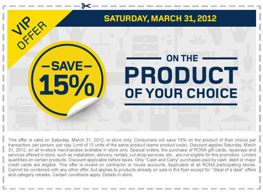 Rona discount coupons