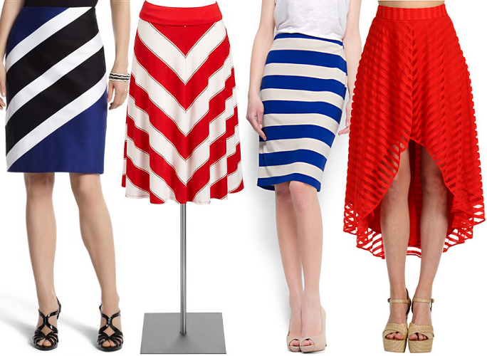blue striped skirt