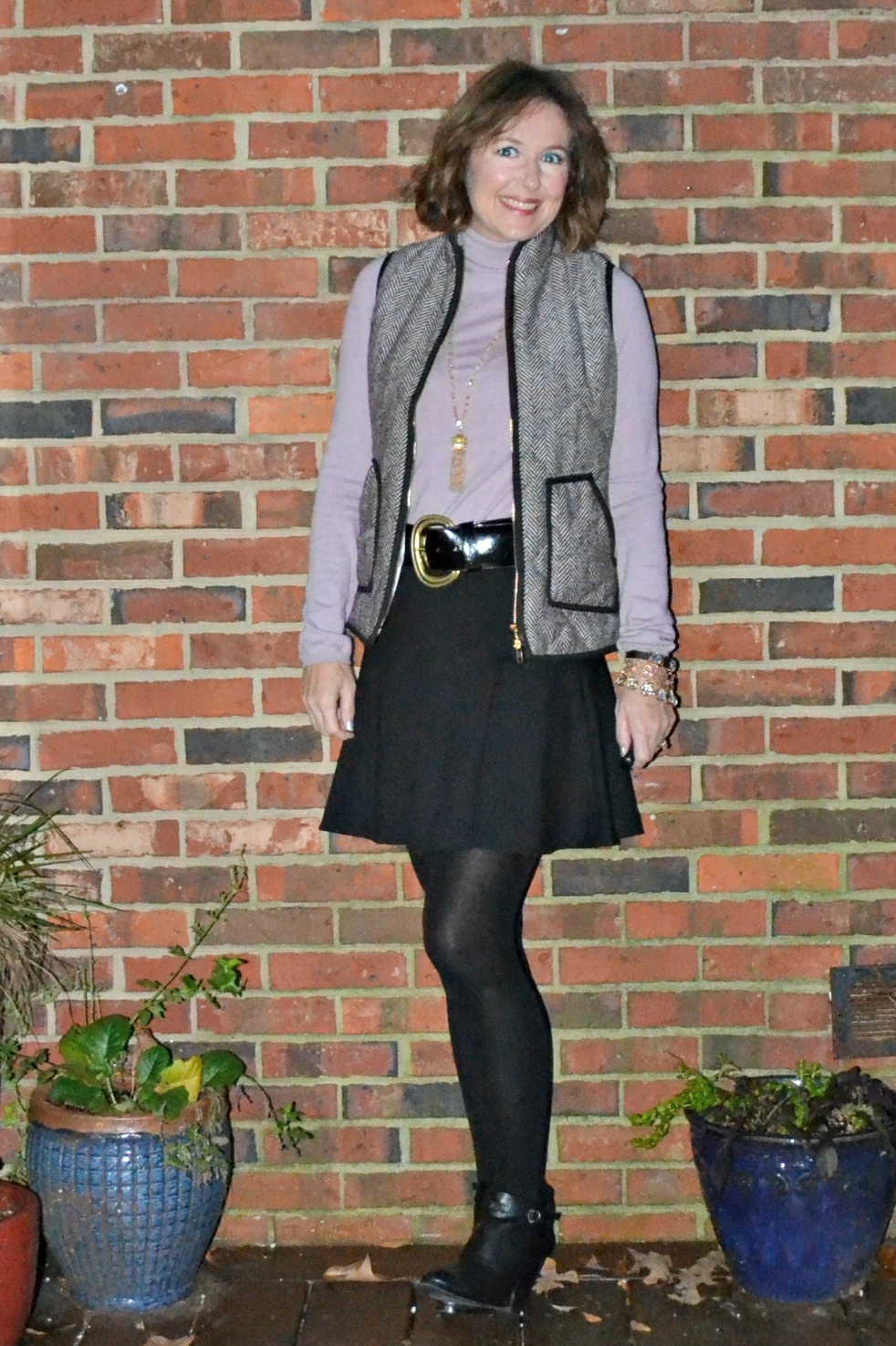 Silvergirl Skirt + Puffer Vest = Flirty Fun