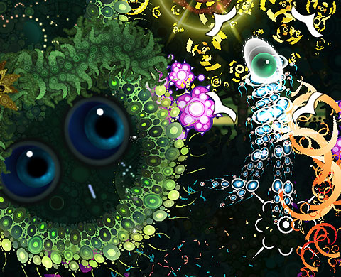 Psychedelic floral underwater out of space scene from Deep Under Sky