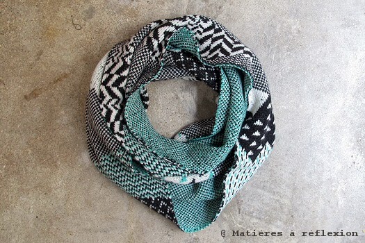 Les inséparables loop jacquard cachemire noir/vert/blanc