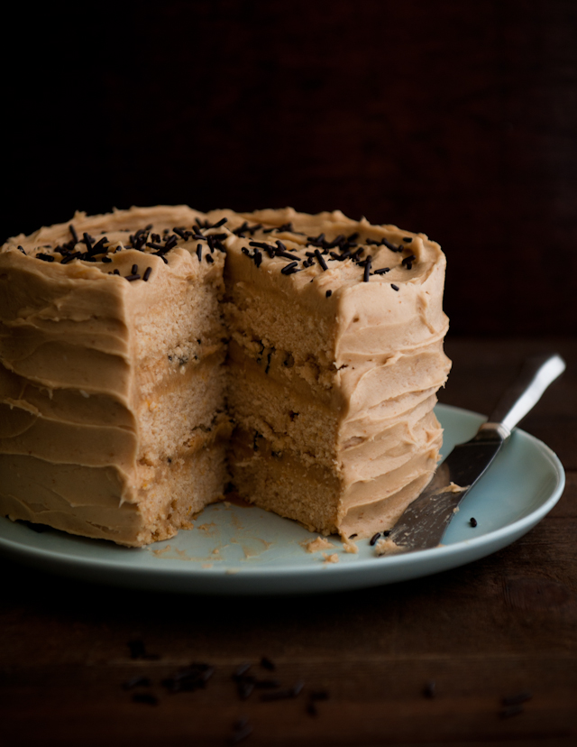 Desserts for Breakfast Lemon Speculoos Layer Cake with Chocolate Sprinkles