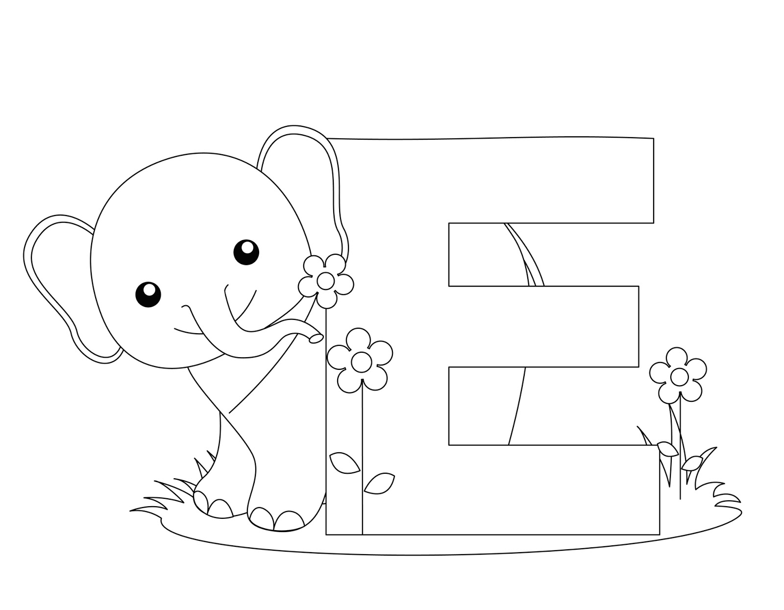 Animal Alphabet - Letter E coloring - Elephant ~ Child Coloring