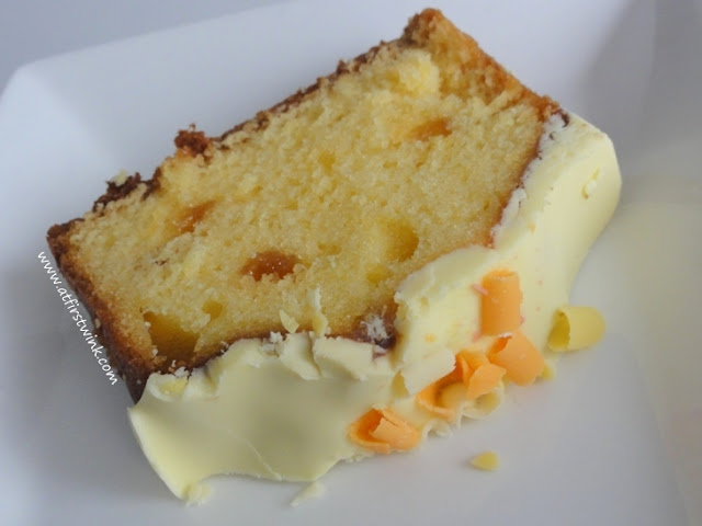 a slice of AH lemon fudge cake