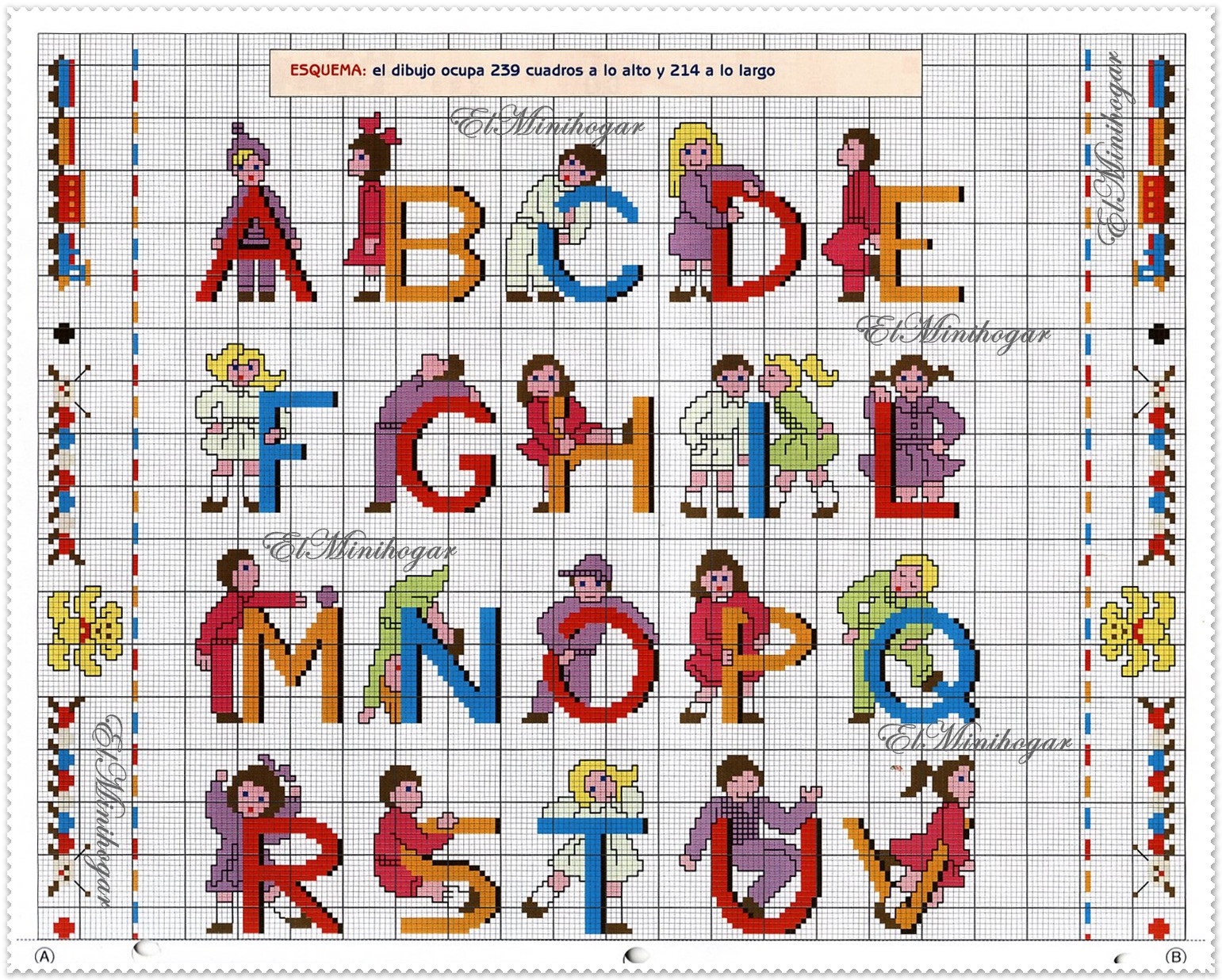 Divertido Abecedario Infantil De Colores Mis Bordados Tejidos Y Mas
