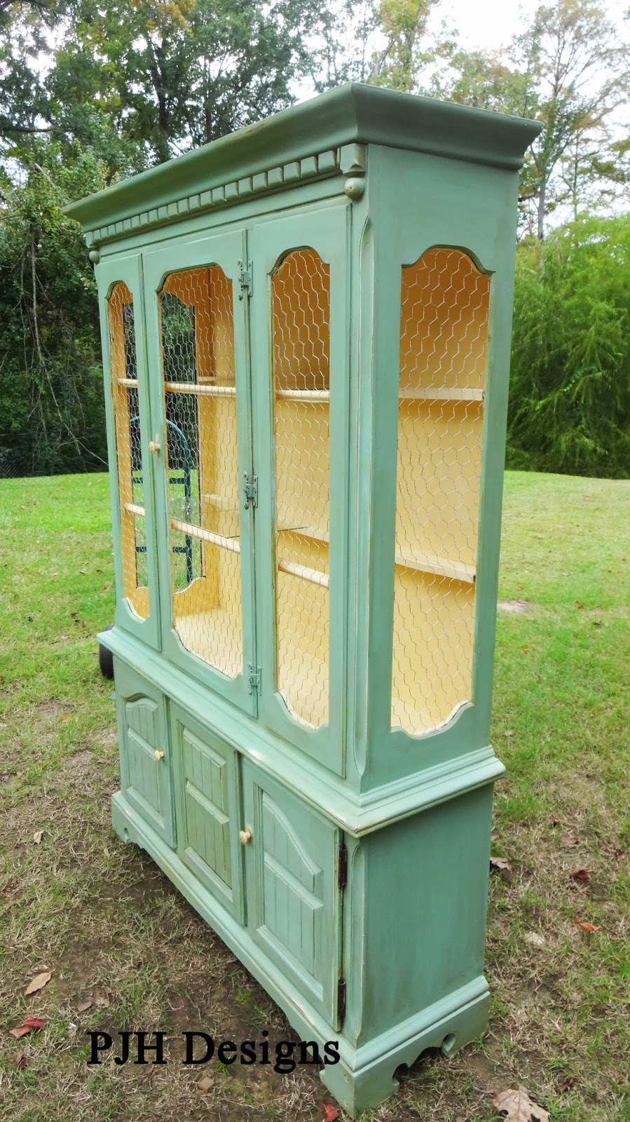 PJH Designs Hand Painted Antique Furniture Vintage Hutch To Green