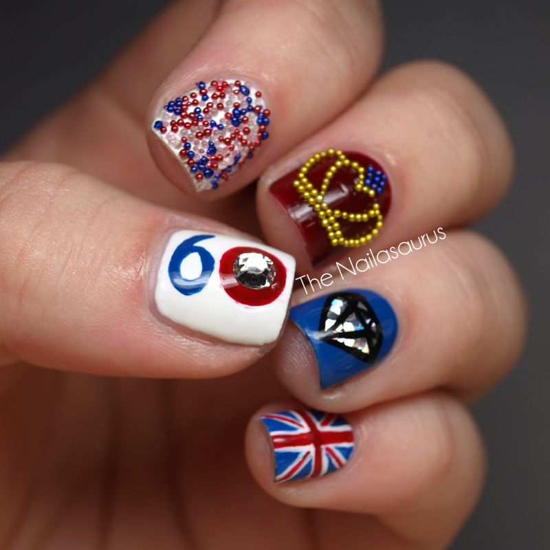Diamond Jubilee Nail Art! | The Nailasaurus | UK Nail Art Blog Diamond Jubilee Nail Art! | The Nailasaurus | UK Nail Art Blog