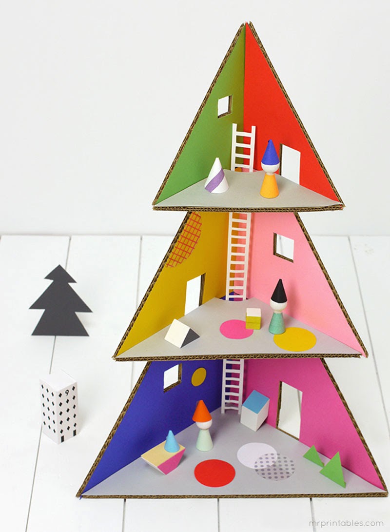 Hazlo tú mismo: Árbol navidad de cartón y casa de muñecas Mr. Printable