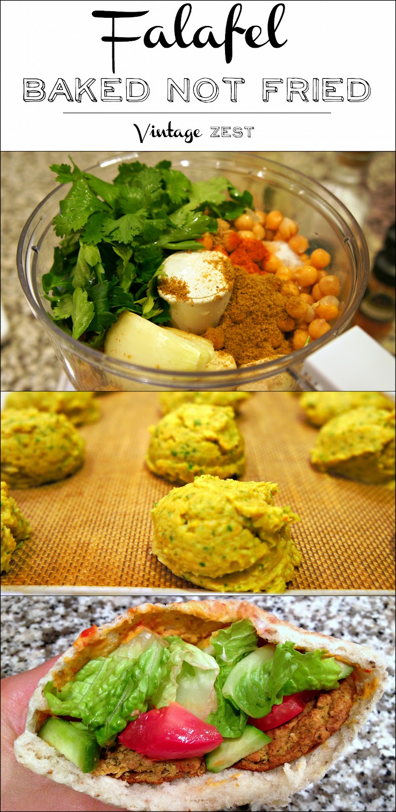 Falafel - Baked Not Fried on Diane's Vintage Zest@ #recipe #healthy #vegetarian