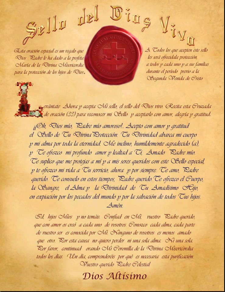 Revelaciones Divinas Mensaje del Gran Sello del Dios Vivo