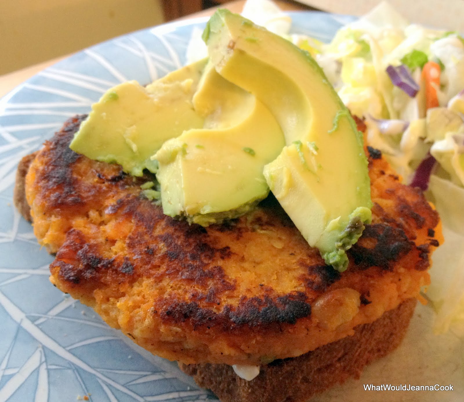 What Would Jeanna Cook OpenFace Smoky Sweet Potato Burgers with