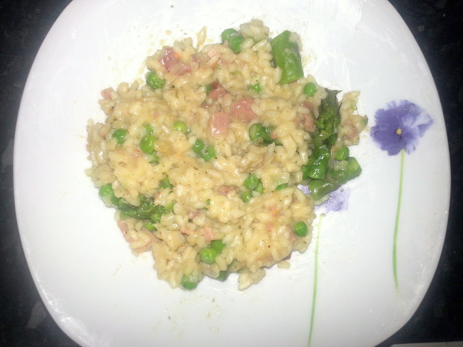 Glutton for Gluten and Good Food Asparagus, Pea and Bacon Risotto
