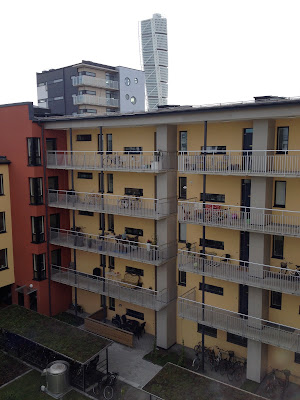 balconies on the west side of the courtyard in Vastra Hamnen balconies in the courtyard