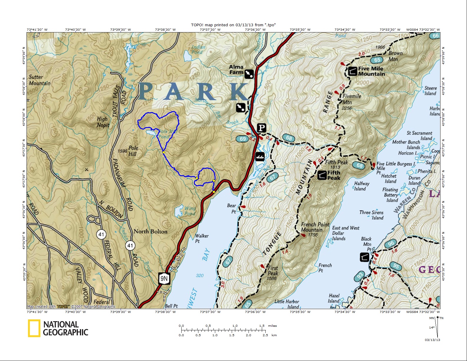 Off on Adventure Pole Hill Pond Lake Wild Forest 3/13/13