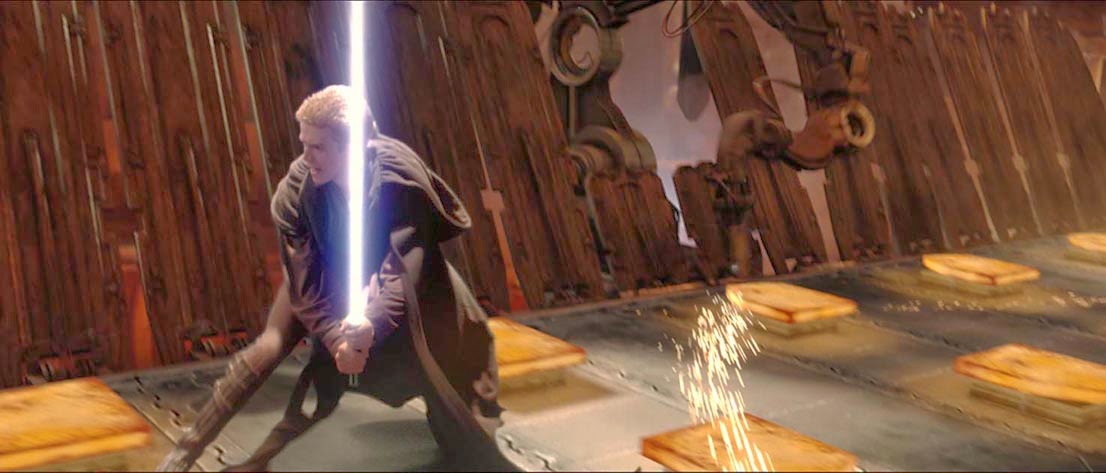 Conveyor belt droid factory scene