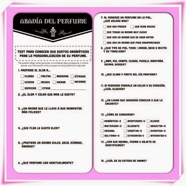 Cuestionario para la creación de tu perfume en la Abadía del Perfume Cuestionario para la creación de tu perfume en la Abadía del Perfume