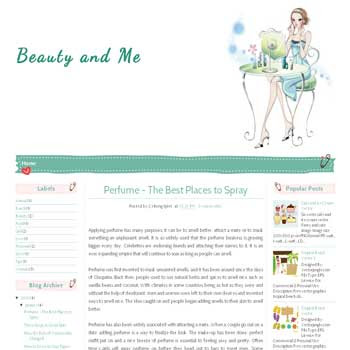 Beauty and Me blogger template for personal blog template with cute background.