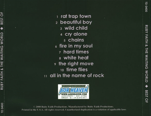 RUBY FAITH & THE WAITING WORLD - Best Of... (2000) back cover