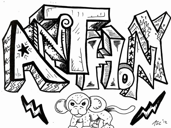 Unique Name Sketch Drawing for Kids