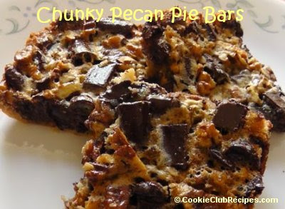 Chunky Pecan Pie Bars Recipe by CookieClubRecipes