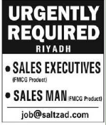 24.04.2017 URGENTLY REQUIRED SALES EXECUTIVES AND SALES MAN
