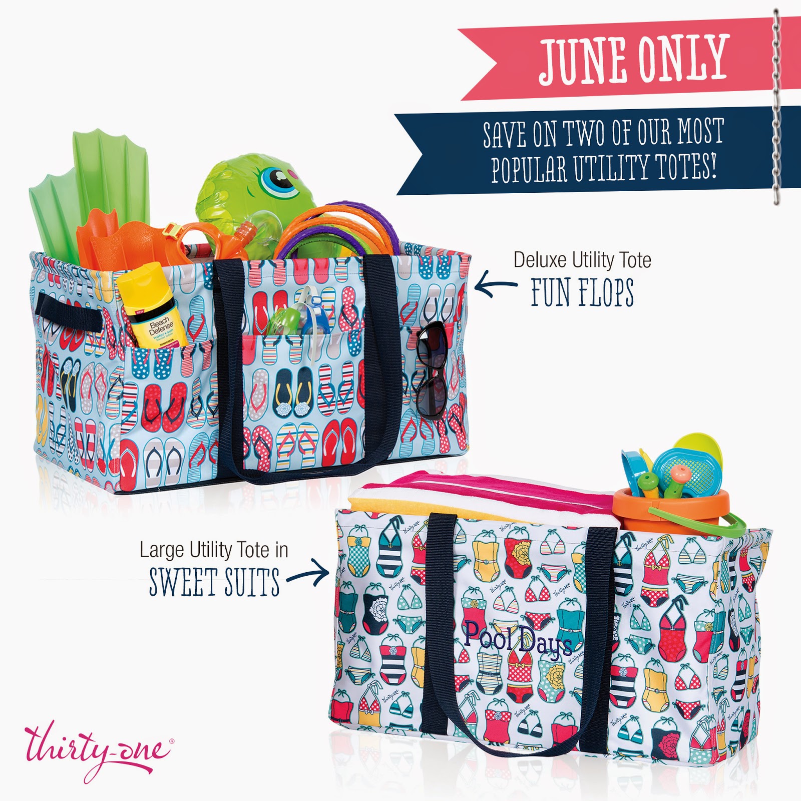 Small Bag Thirty-One Tiny Utility Tote Beach Storage Basket In