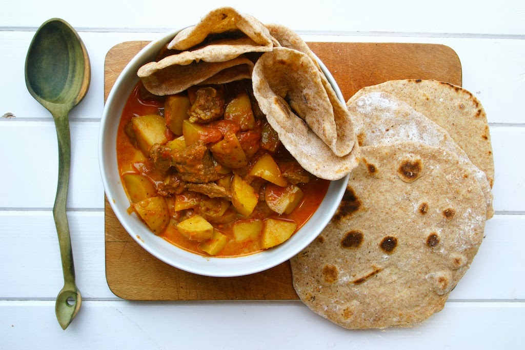 Belleau Kitchen slow cooked beef and potato curry with chapati