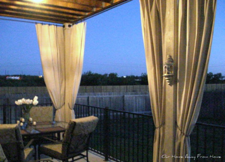 Door Curtains cheap outdoor curtains : Our Home Away From Home: NO SEW CANVAS DROP CLOTH OUTDOOR CURTAINS