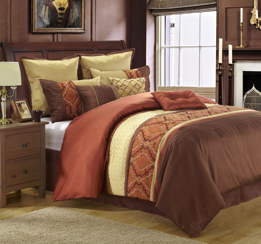 Bright To Burnt Orange And Brown Comforter Bedding Sets