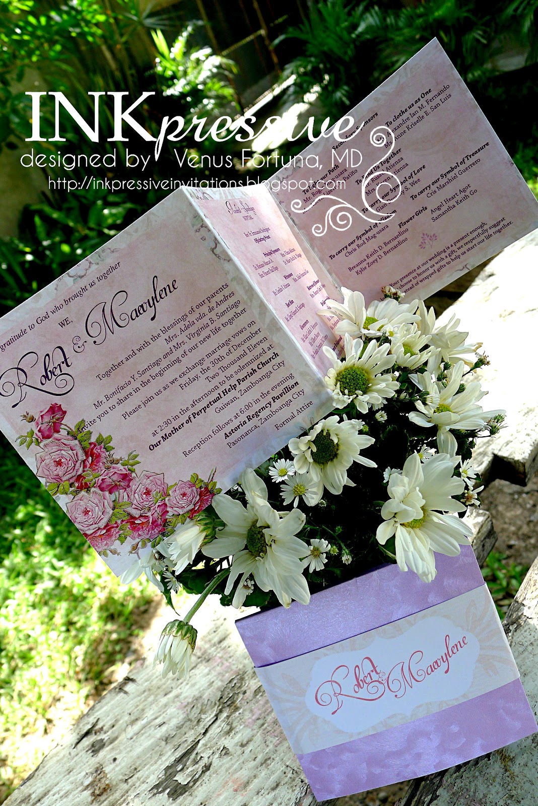 pink and purple tri fold wedding invitation inkpressive trifold wedding invitations