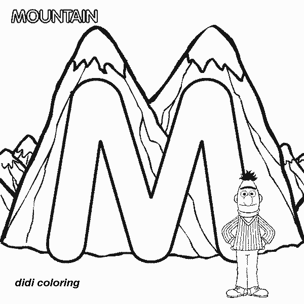 printable preschool alphabets uppercase letter m mountain coloring page for kids