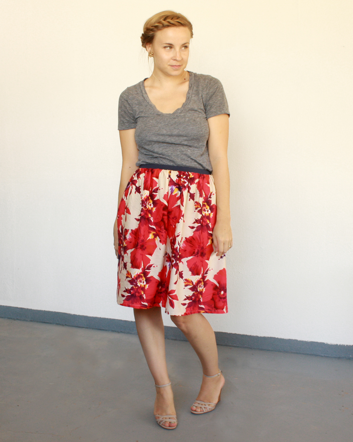 Über Chic For Diy Fl Elastic Waist Skirt