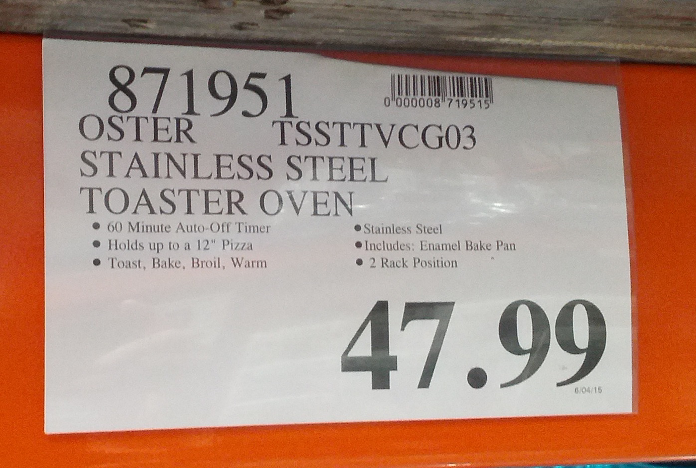 ... Stainless Steel Convection Countertop Oven (TSSTTVCG03) at Costco