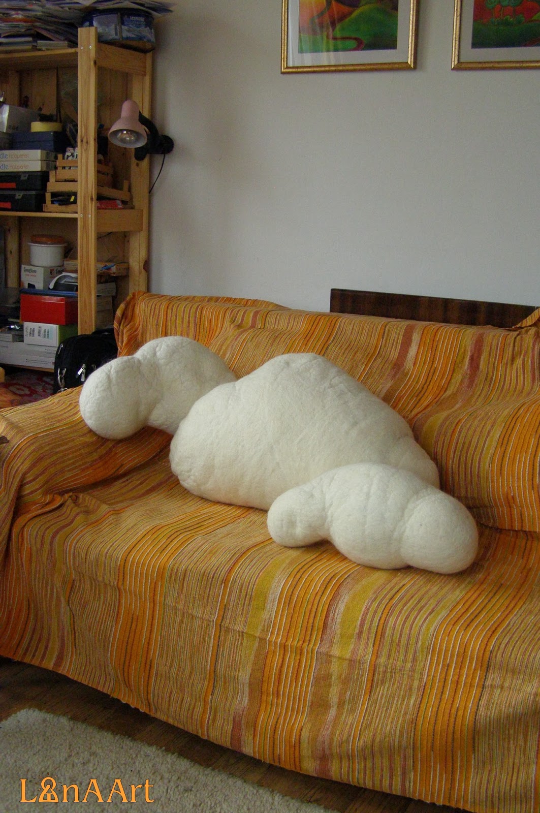 LAnAArt "WHEN THE WATER DREAMS... CLOUDS ARE BORN". Felt art clouds