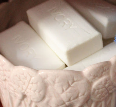 bars of soap in a pink bowl