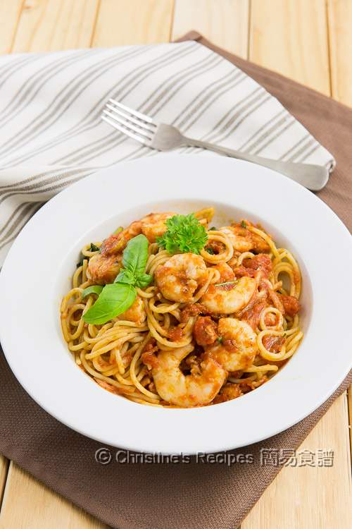 日曬蕃茄燴蝦意大利麵 Spaghetti with Prawns and Sundried Tomatoes01