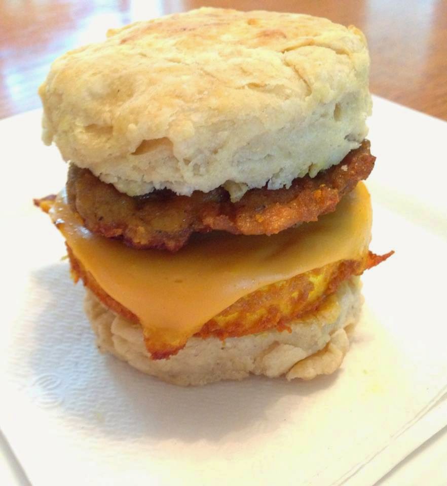 The Comforting Vegan Vegan Sausage Biscuit with "Egg" & Cheese