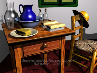 Mesinha do Van Gogh feita no Blender Mesinha do Van Gogh com objetos em cima
