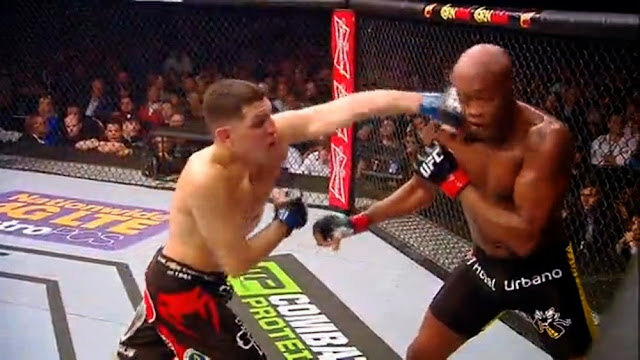 The supposedly retired Nick Diaz did pretty well challenging the greatest. Nick Diaz punch Anderson Silva UFC 183