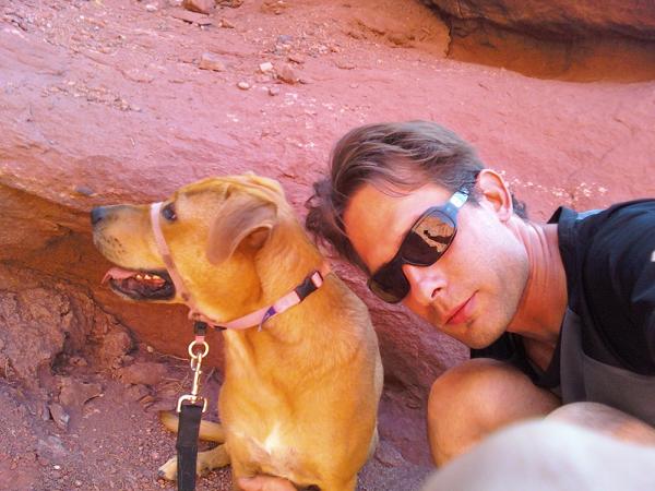 Ryan on an outdoor adventure with his dog Lucy
