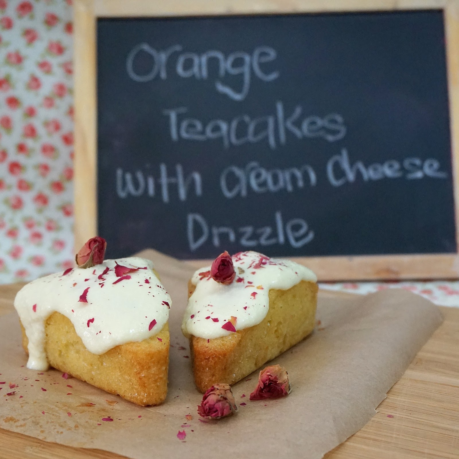 orange teacakes with cream cheese drizzle