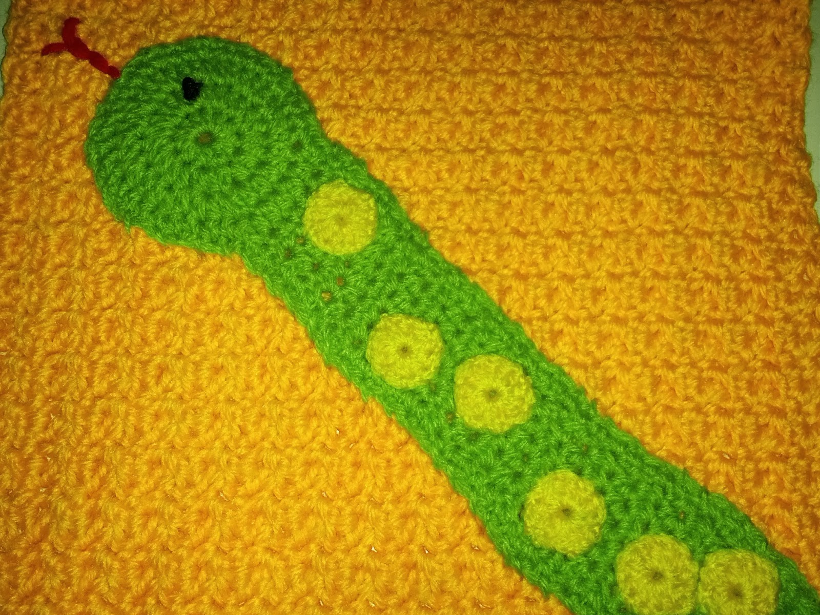 Blooming Lovely WIP Crochet Zoo Blanket Snake Applique