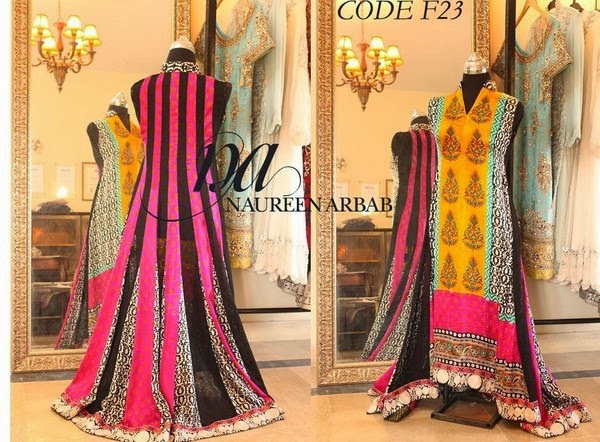 Naureen Arbab Latest Embroidered Dress Collection for Women Collection 2014/15
