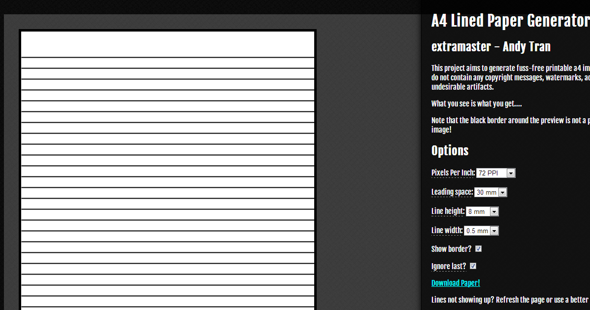 A4 Lined/Ruled Paper Generator extramaster