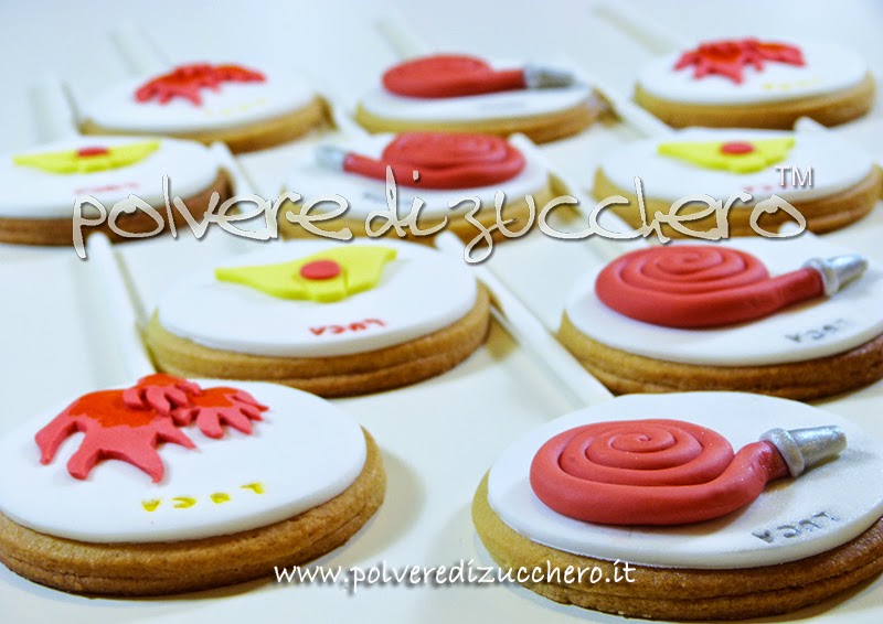 Biscotti con lo stecco di Sam il Pompiere Polvere di Zuccherocake design e sugar art.Corsi
