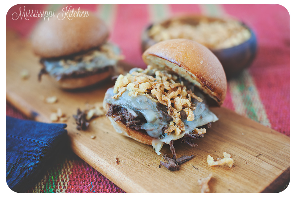 Triple Onion Slow Cooker Shredded Venison Sandwiches