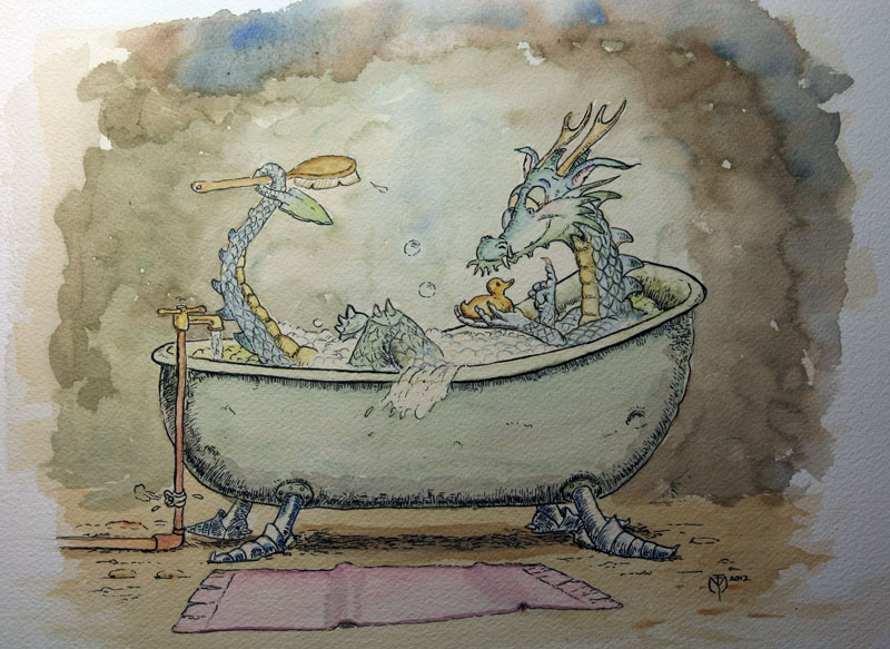 After a hard day's Knight or two, A really hot bubble bath gained popularity with some Dragons