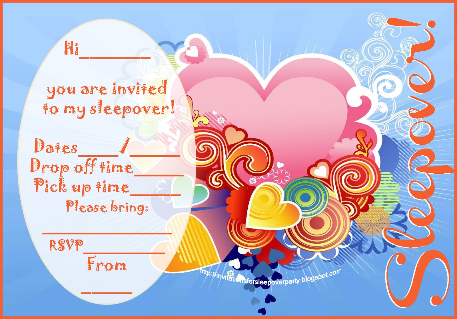 INVITATIONS FOR SLEEPOVER PARTY
